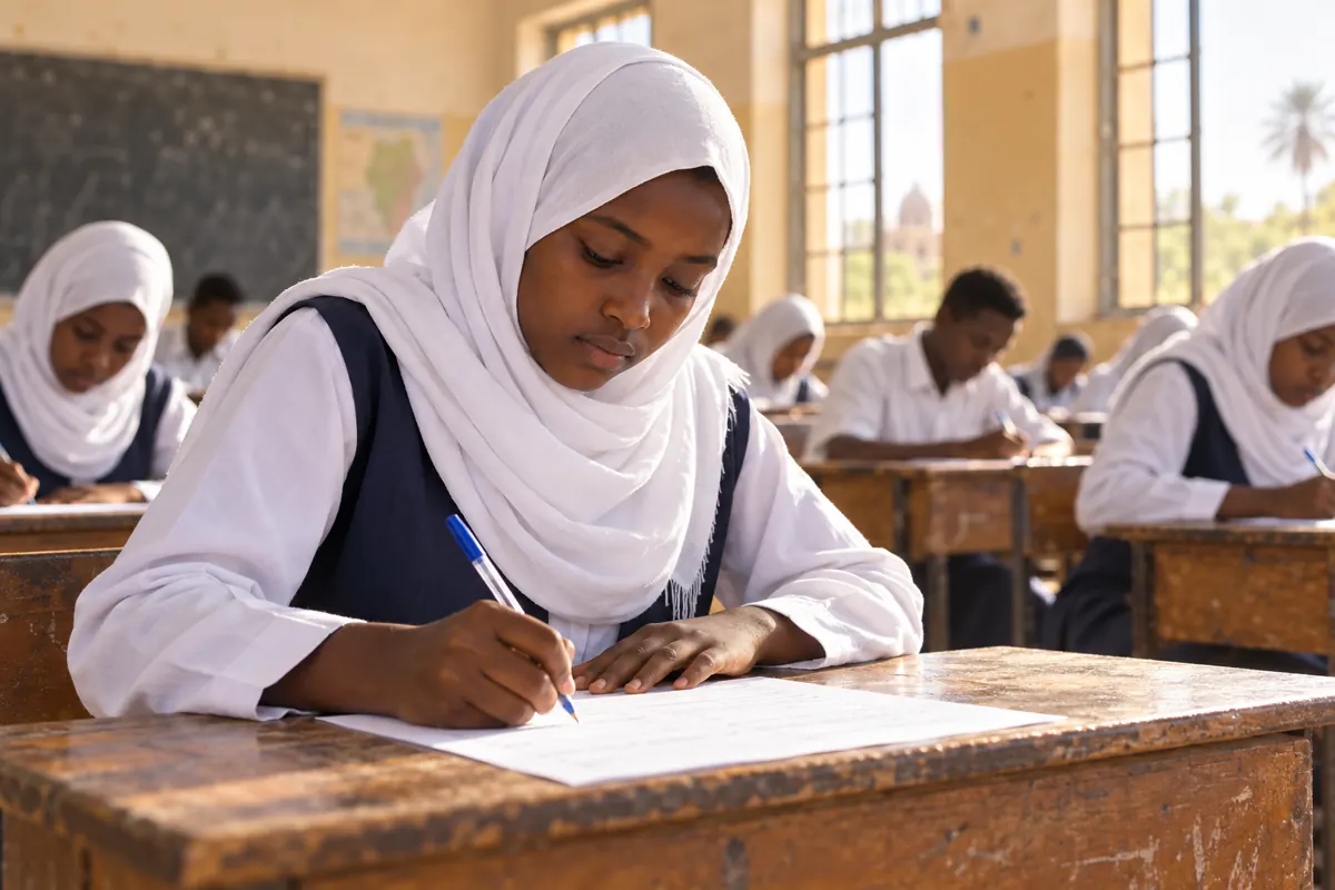 طالبة تستعد لامتحانات الشهادة السودانية